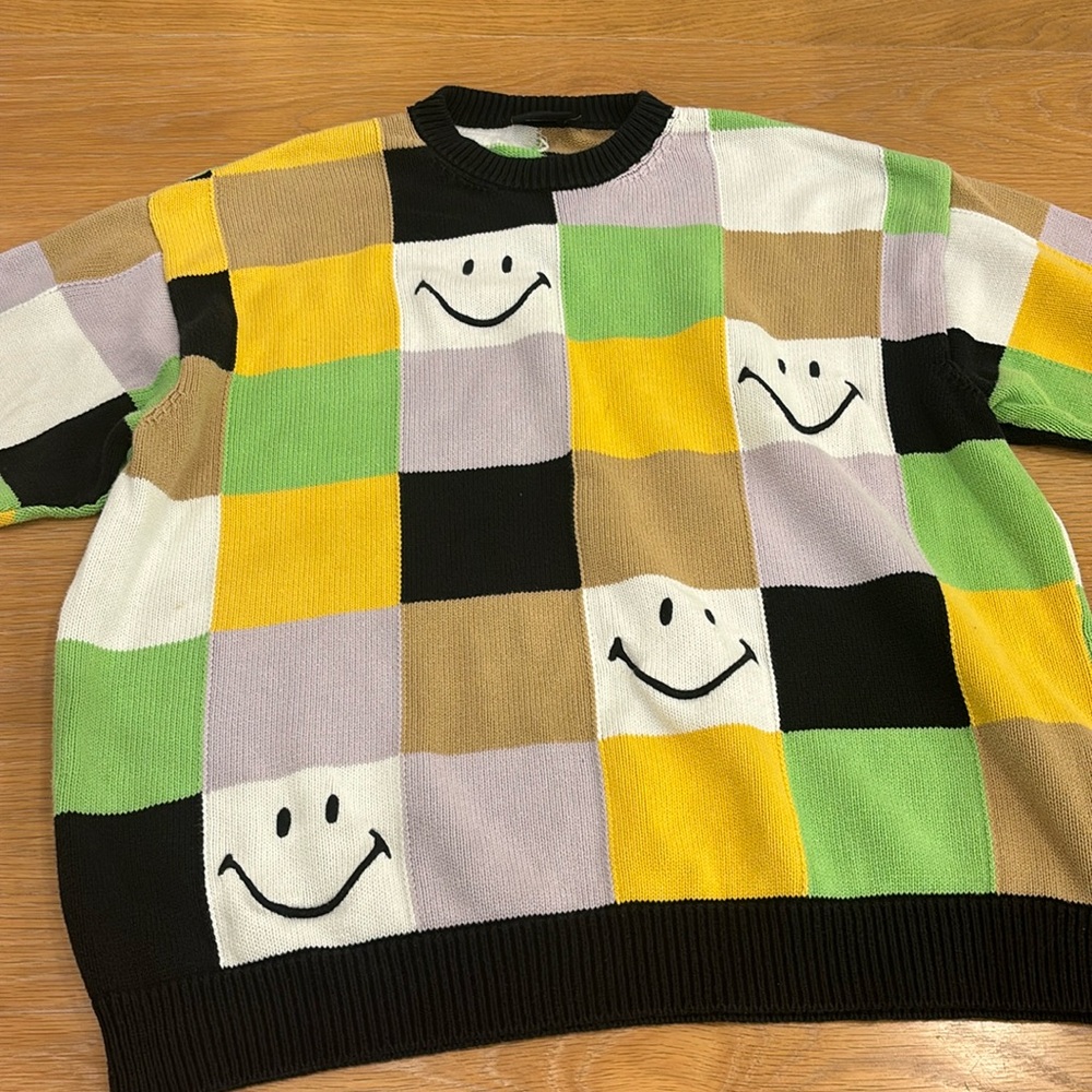 Joshua Sanders Smiley Face Multicolour Patchwork Sweater